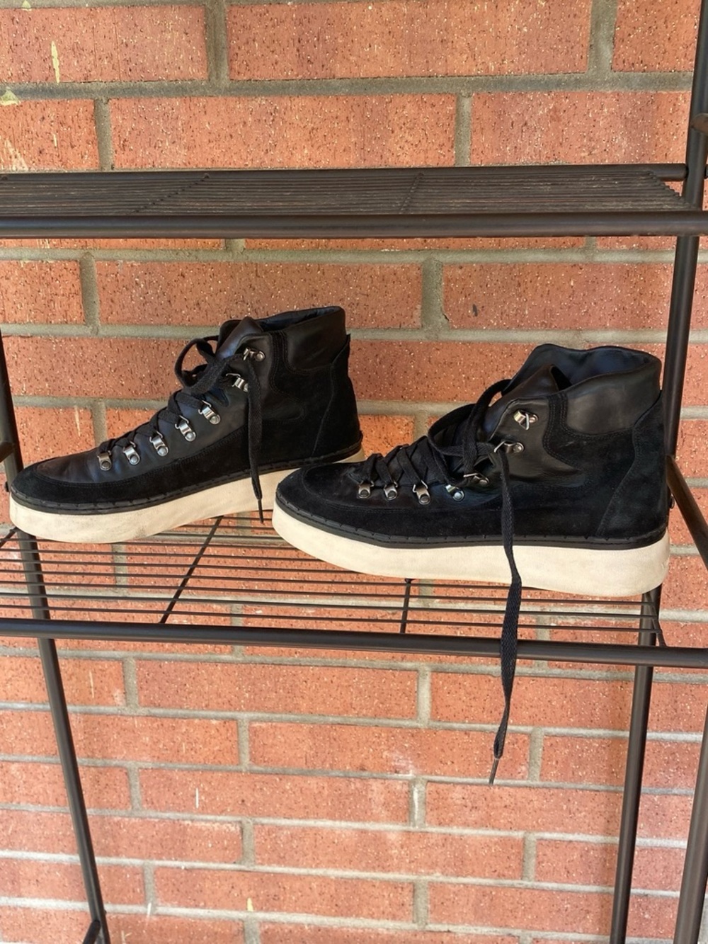 Vince Black High-Top Suede & Leather Sneakers